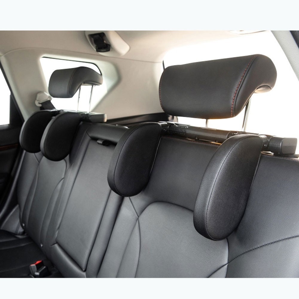 Autositz Leder Kopfstütze KFZ Auto Nackenkissen 180° Grad Verstellbar Erwachsene / Kinder - Schwarz