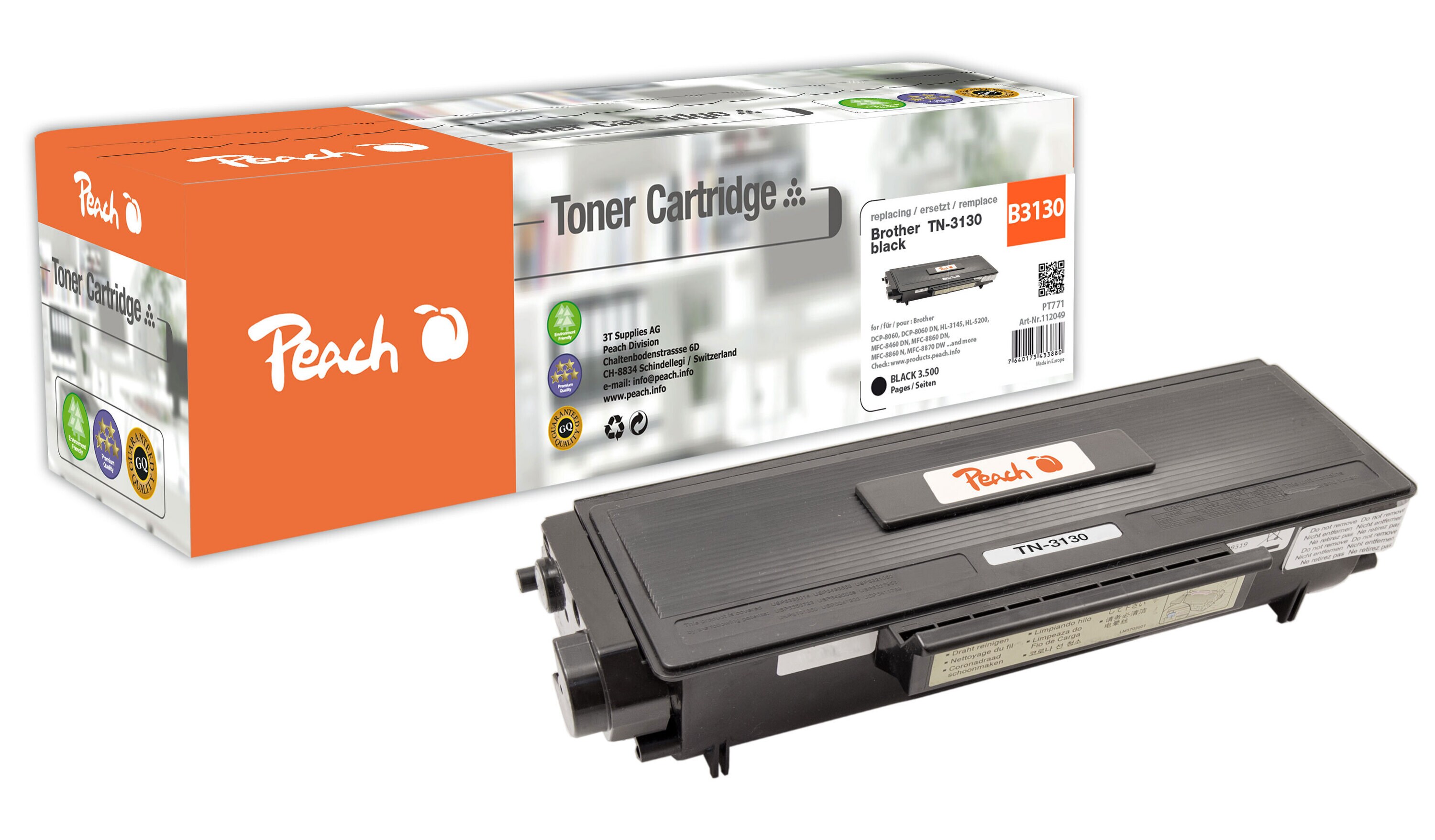Peach B3130Toner bk ersetzt Brother TN-3130 für z.B. Brother DCP -8060, Brother DCP -8065 DN, Brother HL -5200, Brother HL -5240