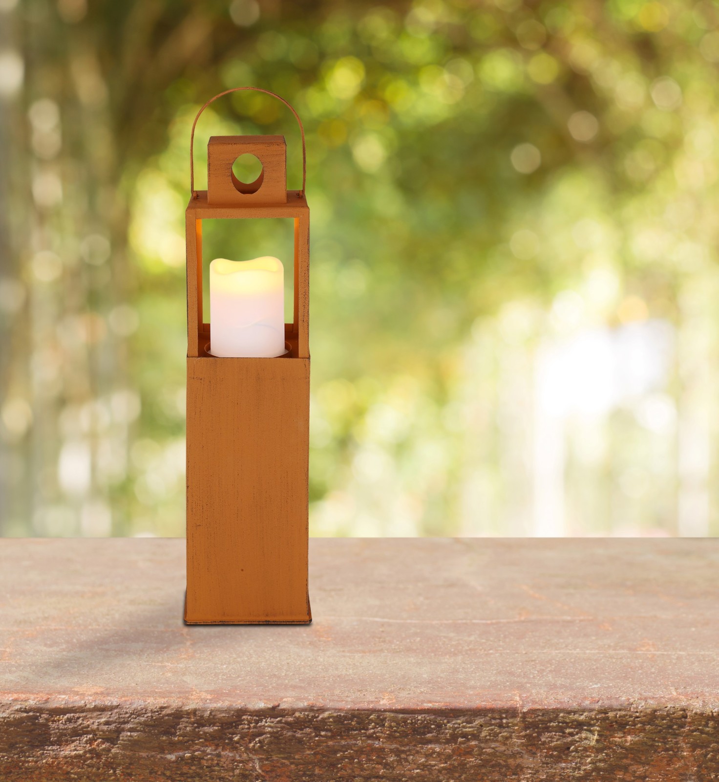 LED-Solarlaterne - rostfarben - 50 cm hoch