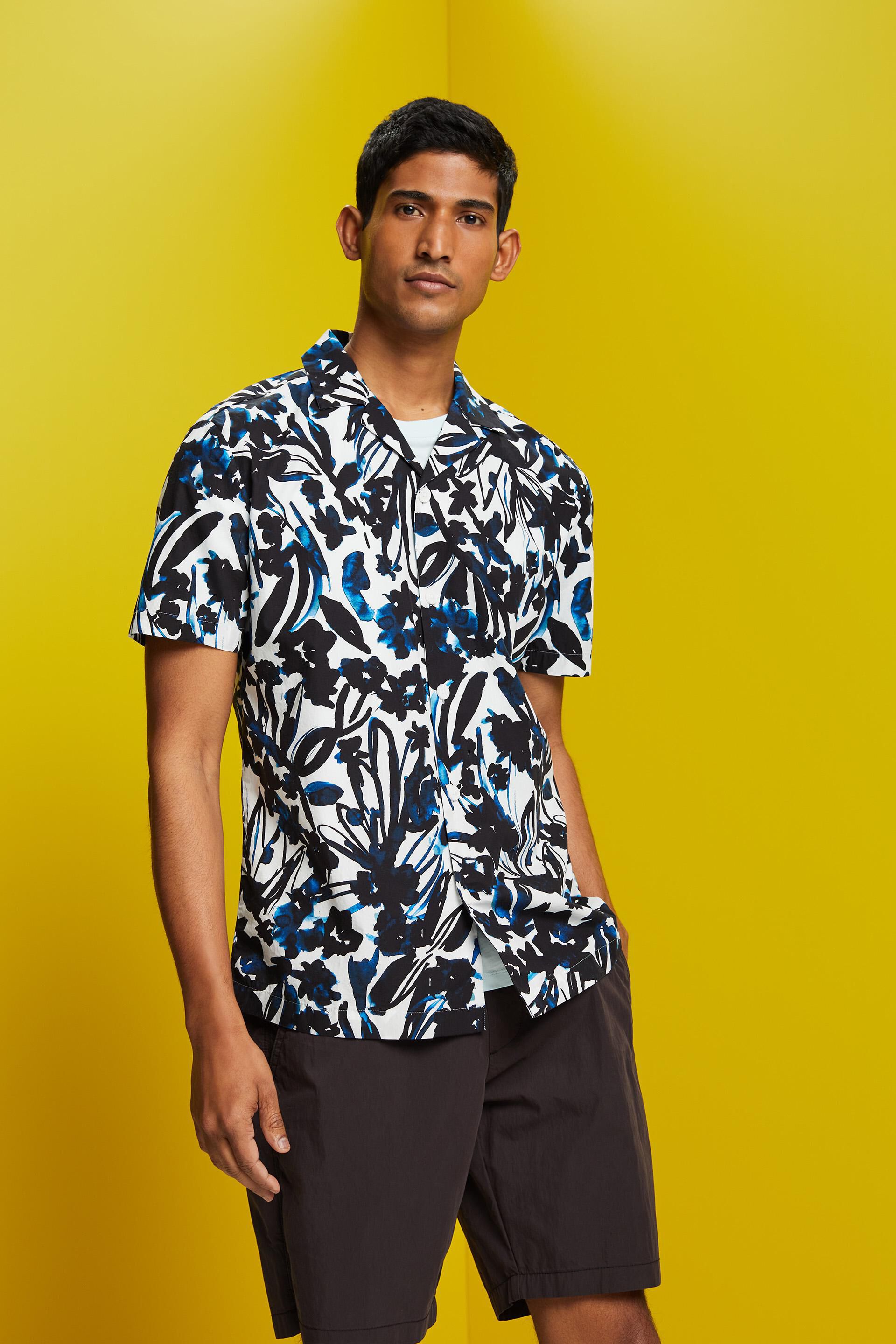 Chemise à manches courtes animée d’un motif, 100 % coton