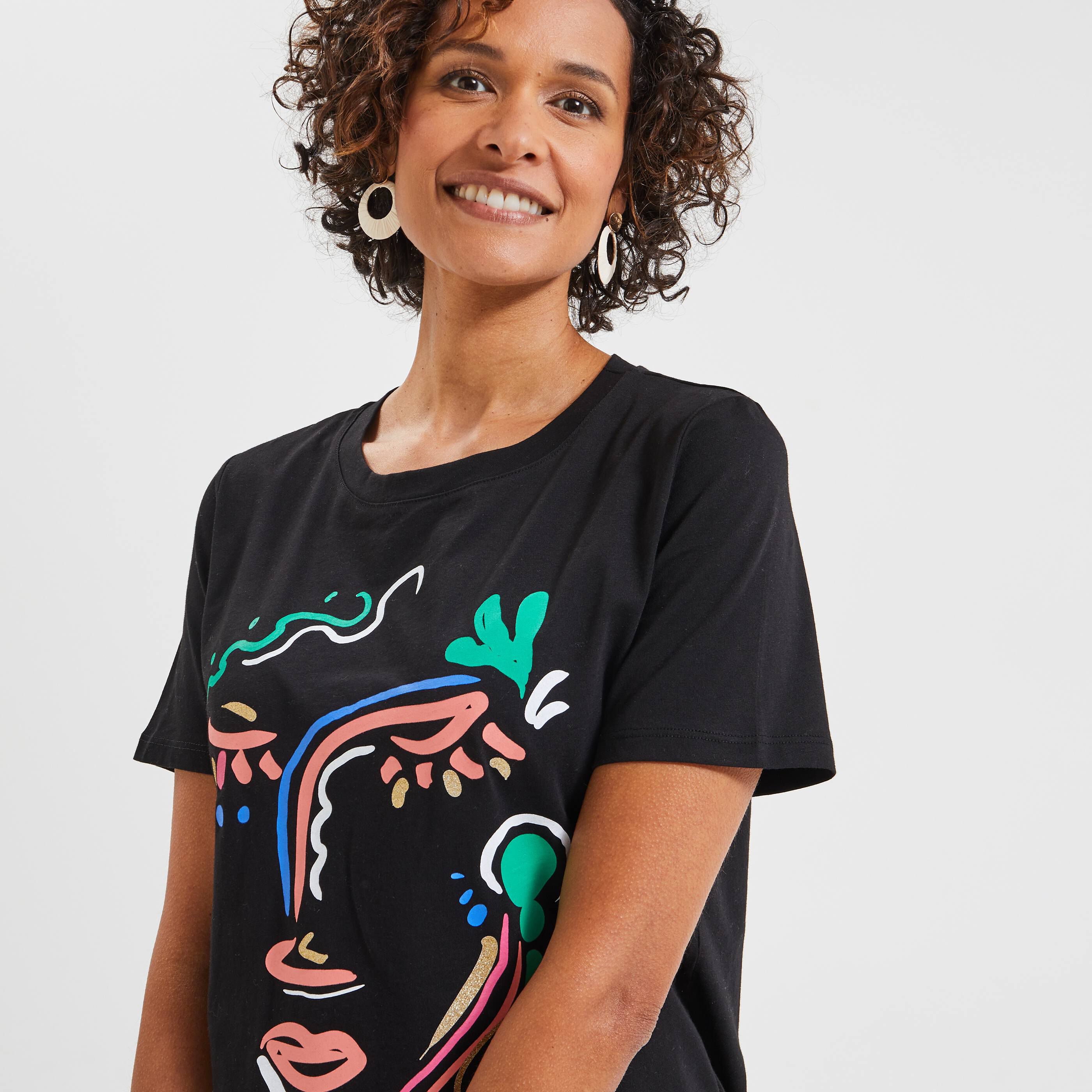 T-shirt col rond femme - NOIR