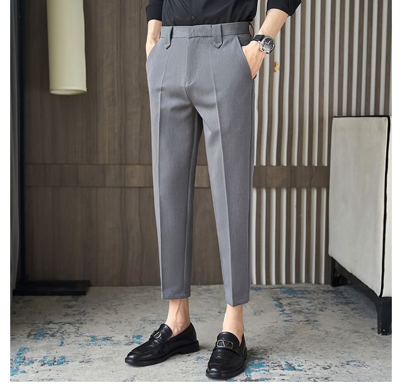 Bay Go Mall - Mid Rise Plain Cropped Straight Leg Dress Pants