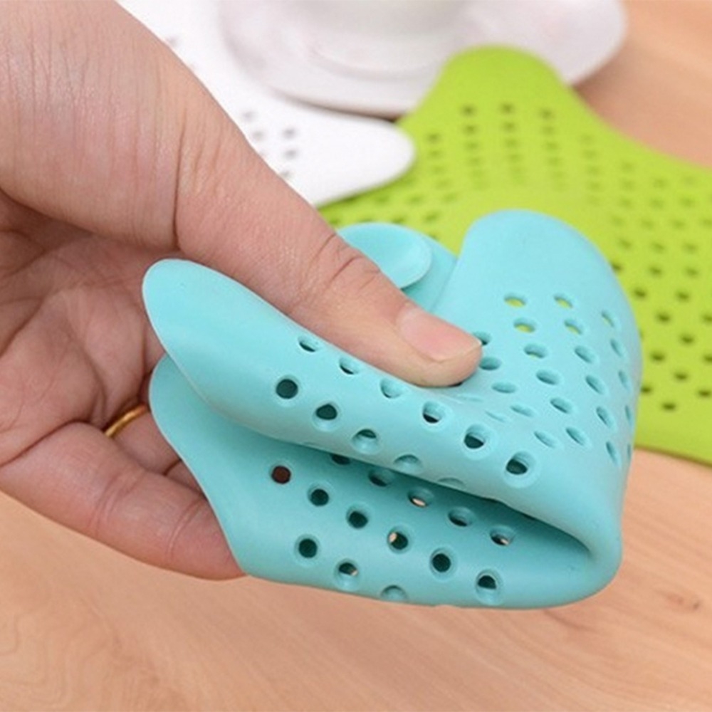 Silikon Abfluss Haarfänger Abflusssieb Küche Bad mit Saugnäpfen Stern-Design - Blau