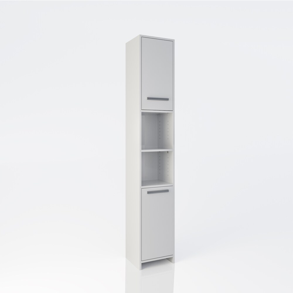 VICCO Badschrank KIKO 190 x 30 cm Weiß - Badezimmerschrank Hochschrank Regal Badregal