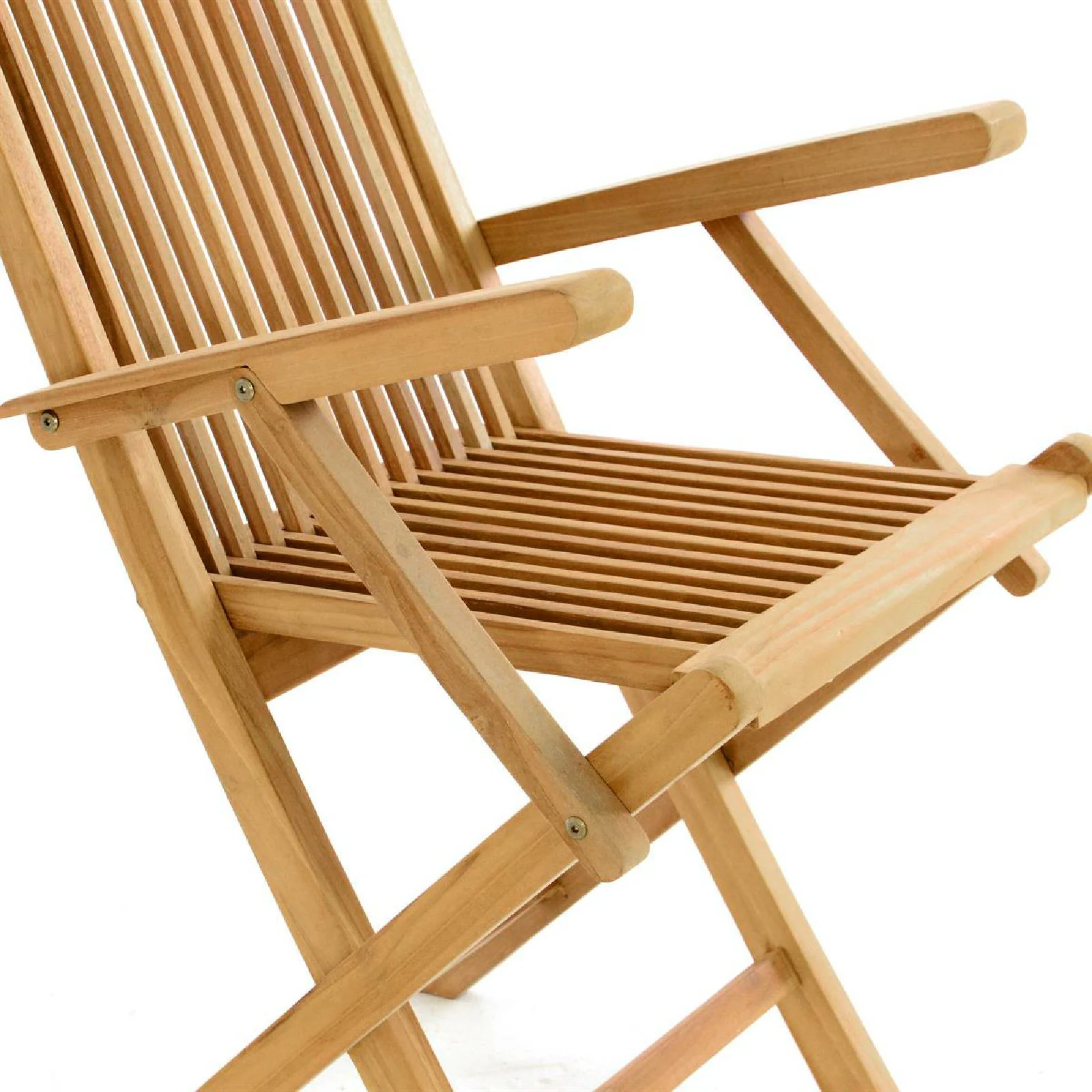 VCM Gartenstuhl mit Armlehne Stuhl Teak Holz klappbar massiv behandelt