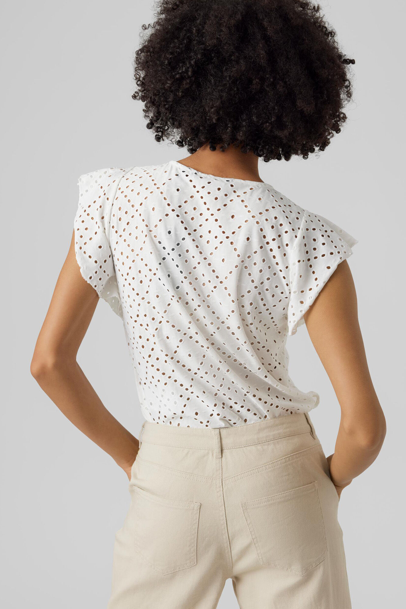 Top feminino com estampa de volante - Branco