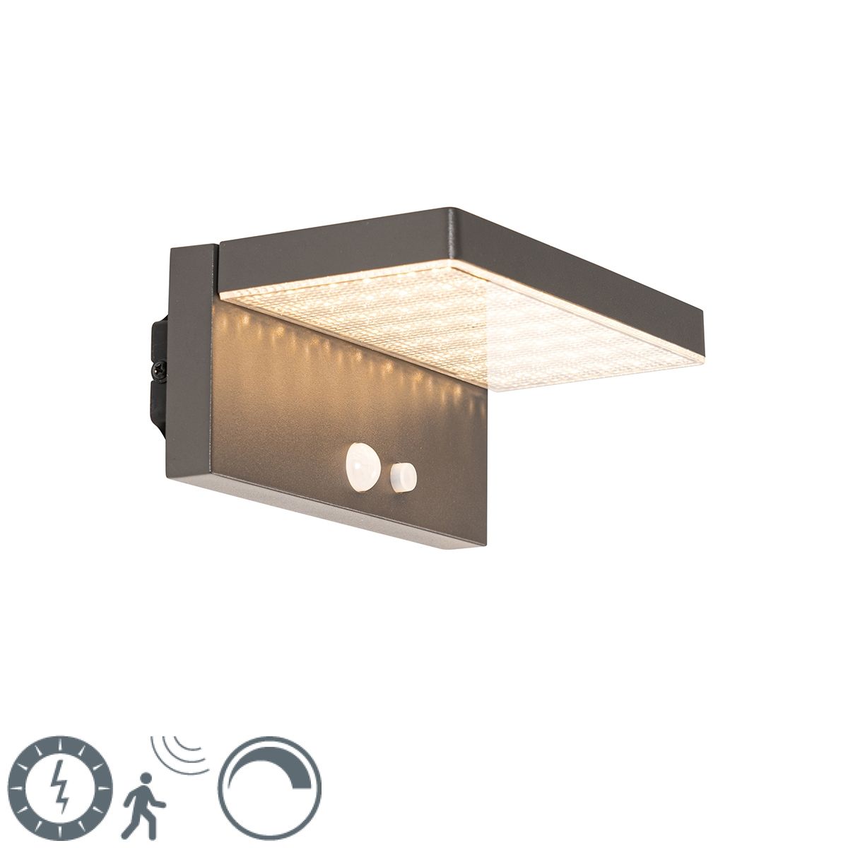 Buiten wandlamp donkergrijs incl. LED en dimlicht op solar - Sunnie