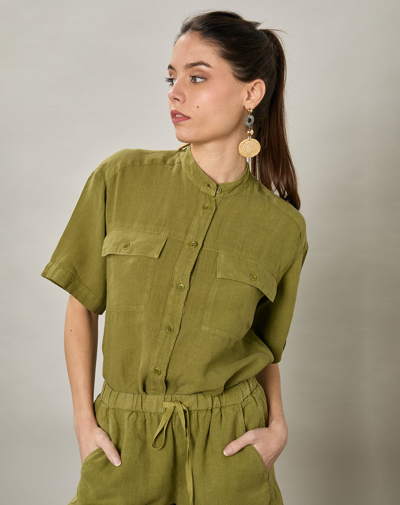 Hartford Chemise 100% Lin Citoyen matcha