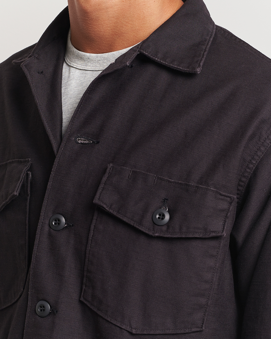orSlow Cotton Sateen US Army Overshirt Black