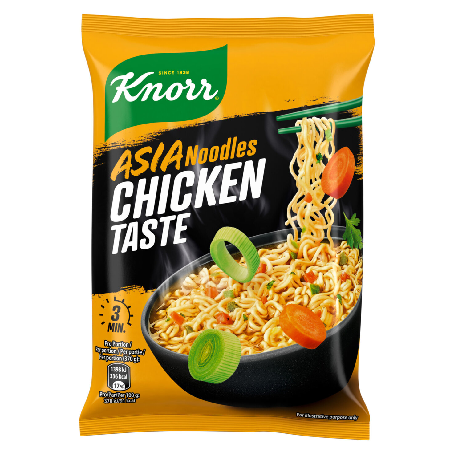 Knorr Asia Noodles Chicken Taste Beutel Instant Nudel Snack 1 Portion