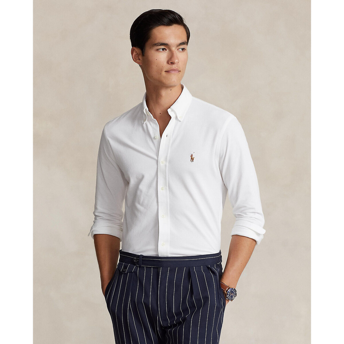 POLO RALPH LAUREN<br>Camisa Oxford de manga comprida reta