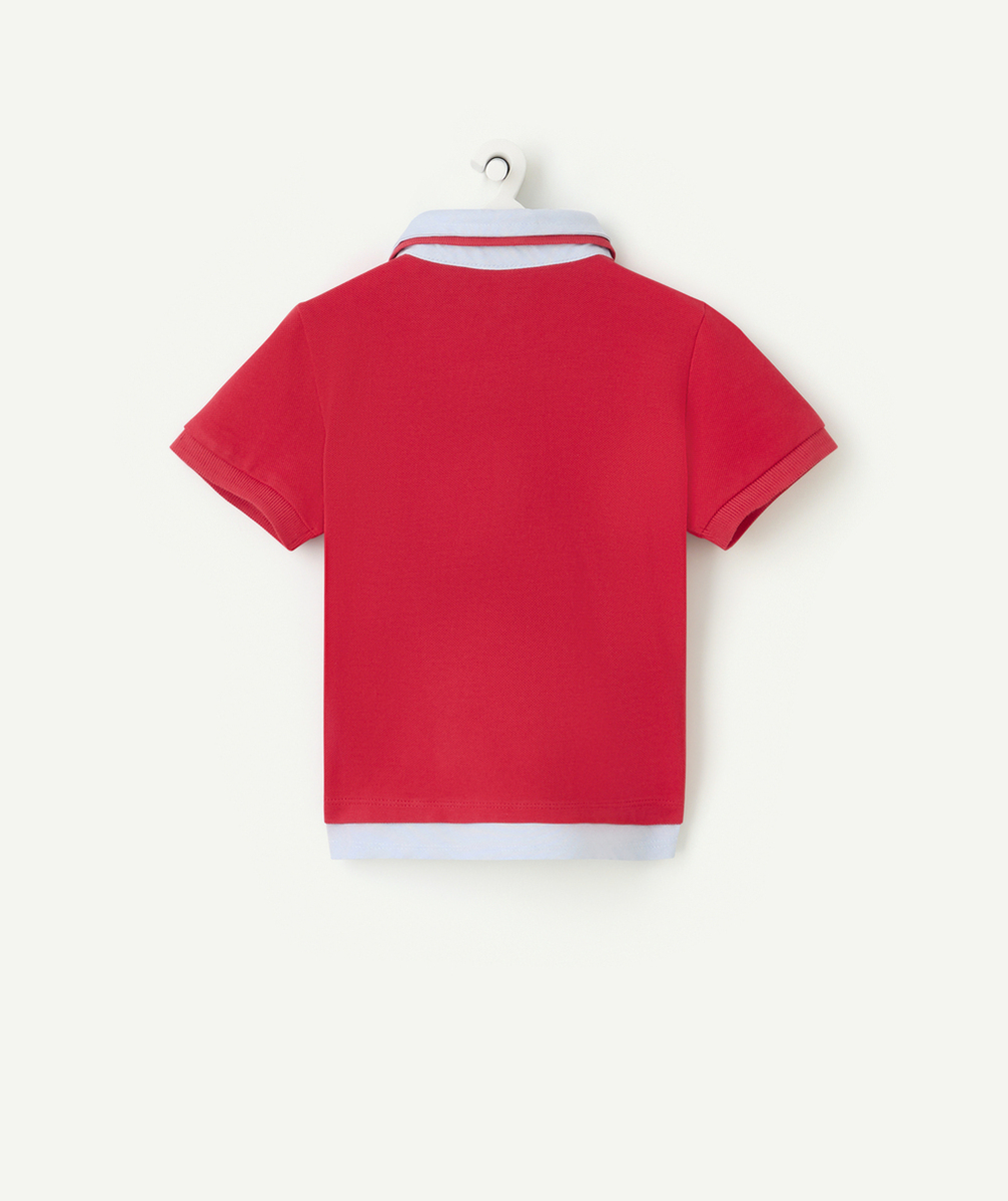 polo manches courte bébé garçon en coton bio rouge et bleu