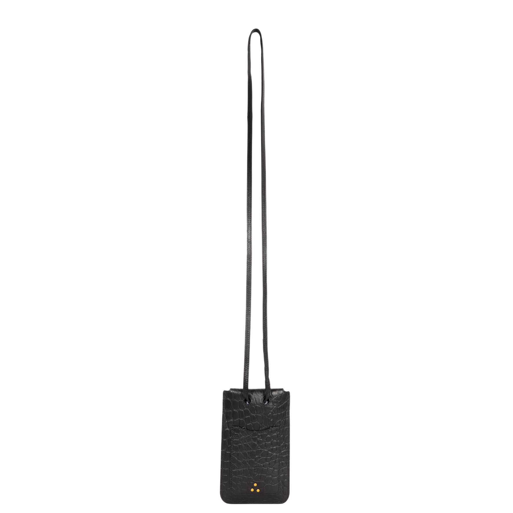 Etui de téléphone en cuir embossé croco | Noir