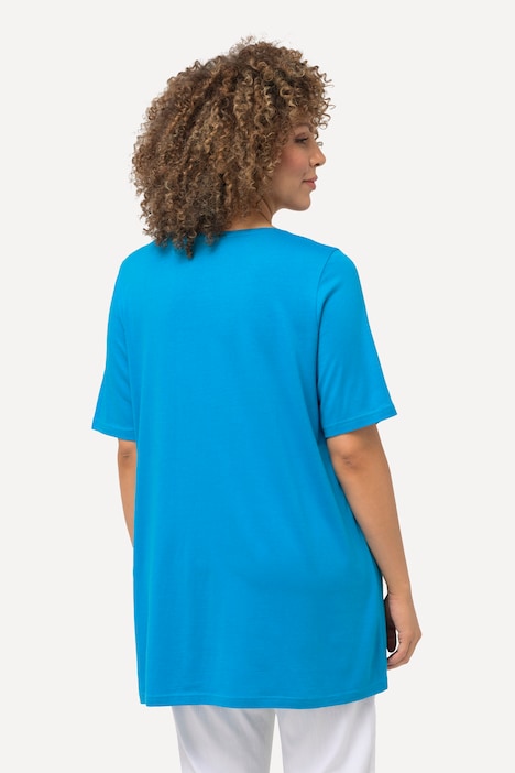 T-Shirt, Zierfalten, A-Linie, Rundhals, Halbarm, Modal