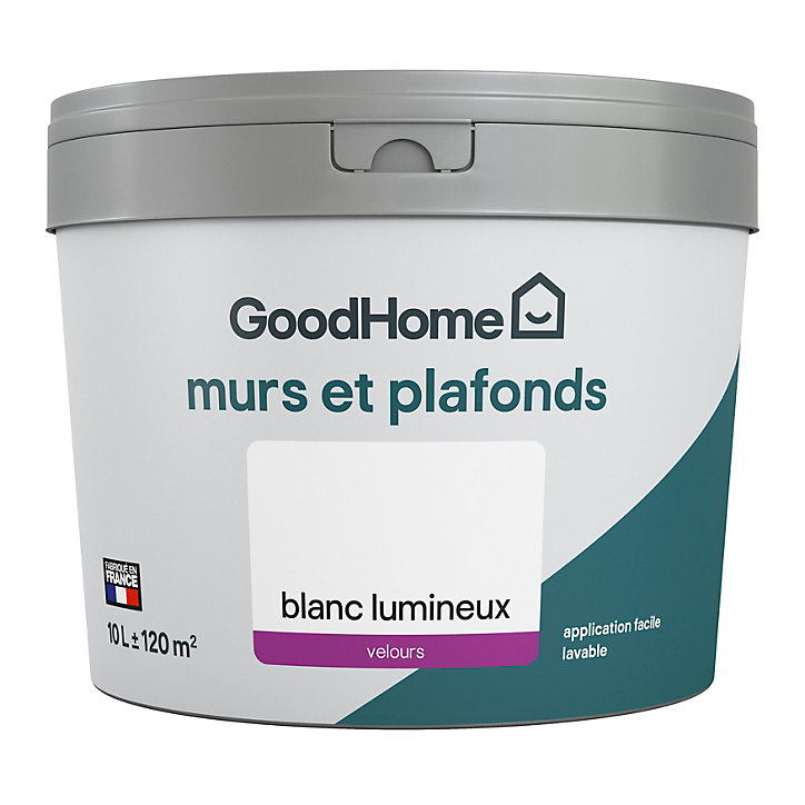 Peinture murs et plafonds GoodHome blanc velours 10L