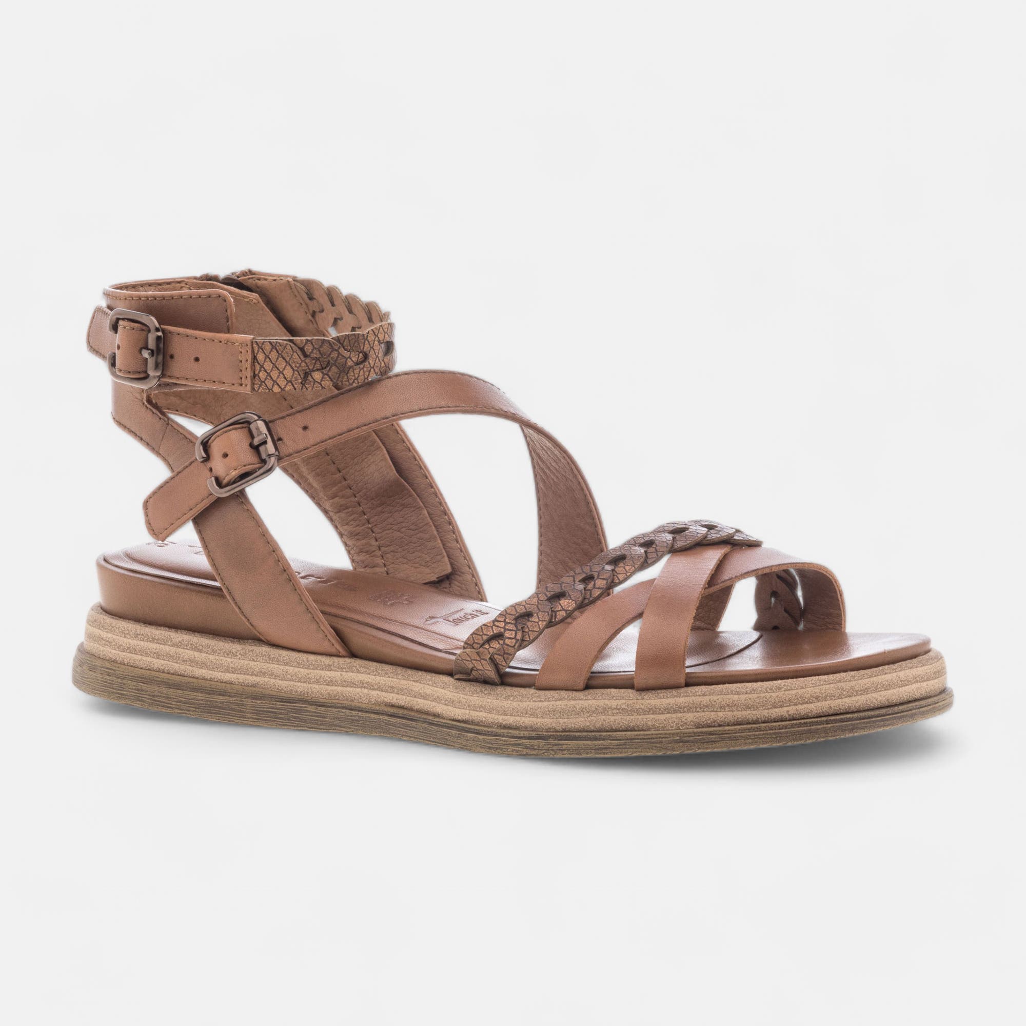 Sandales Femme en cuir cognac