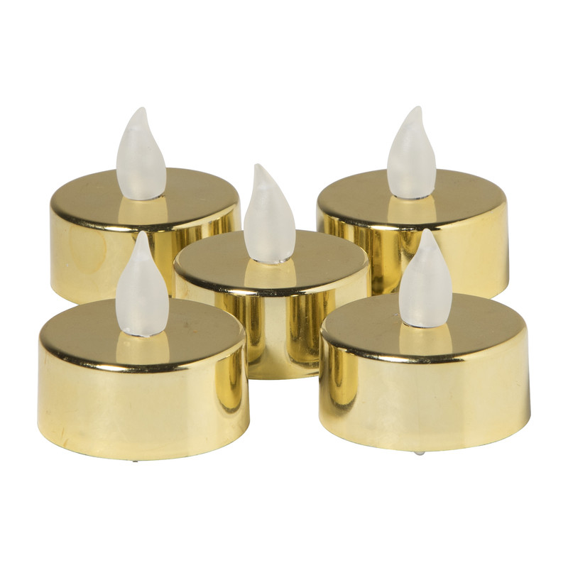 LED waxinelichten - goud - set van 5