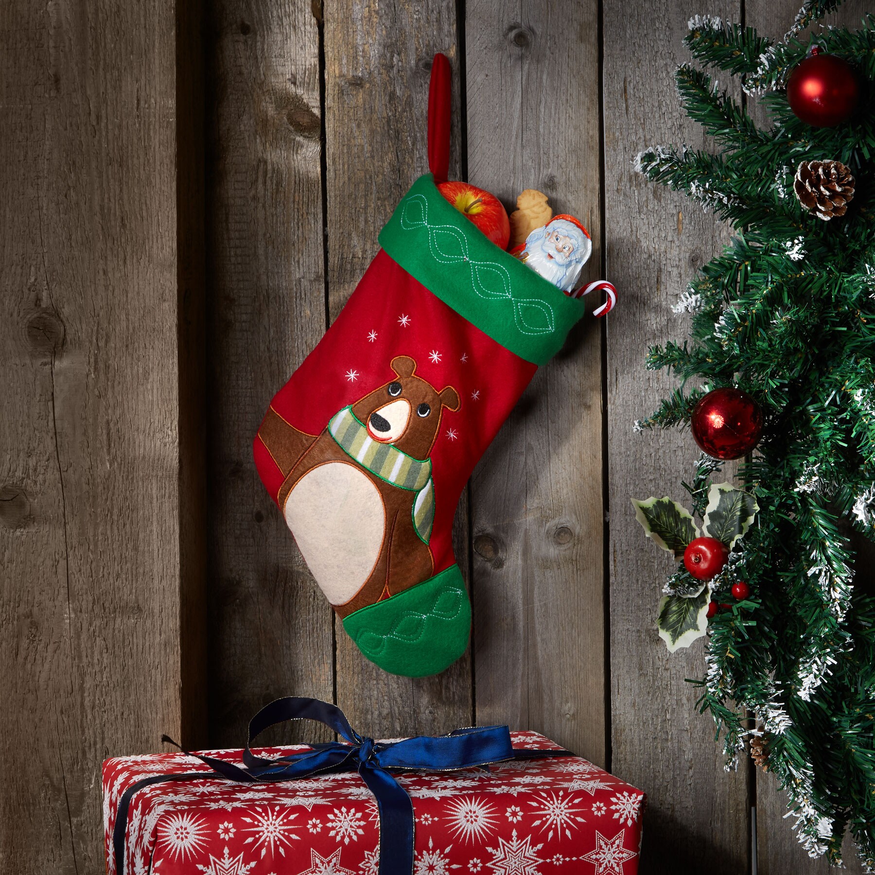 tectake® Nikolausstiefel mit Bären-Motiv
