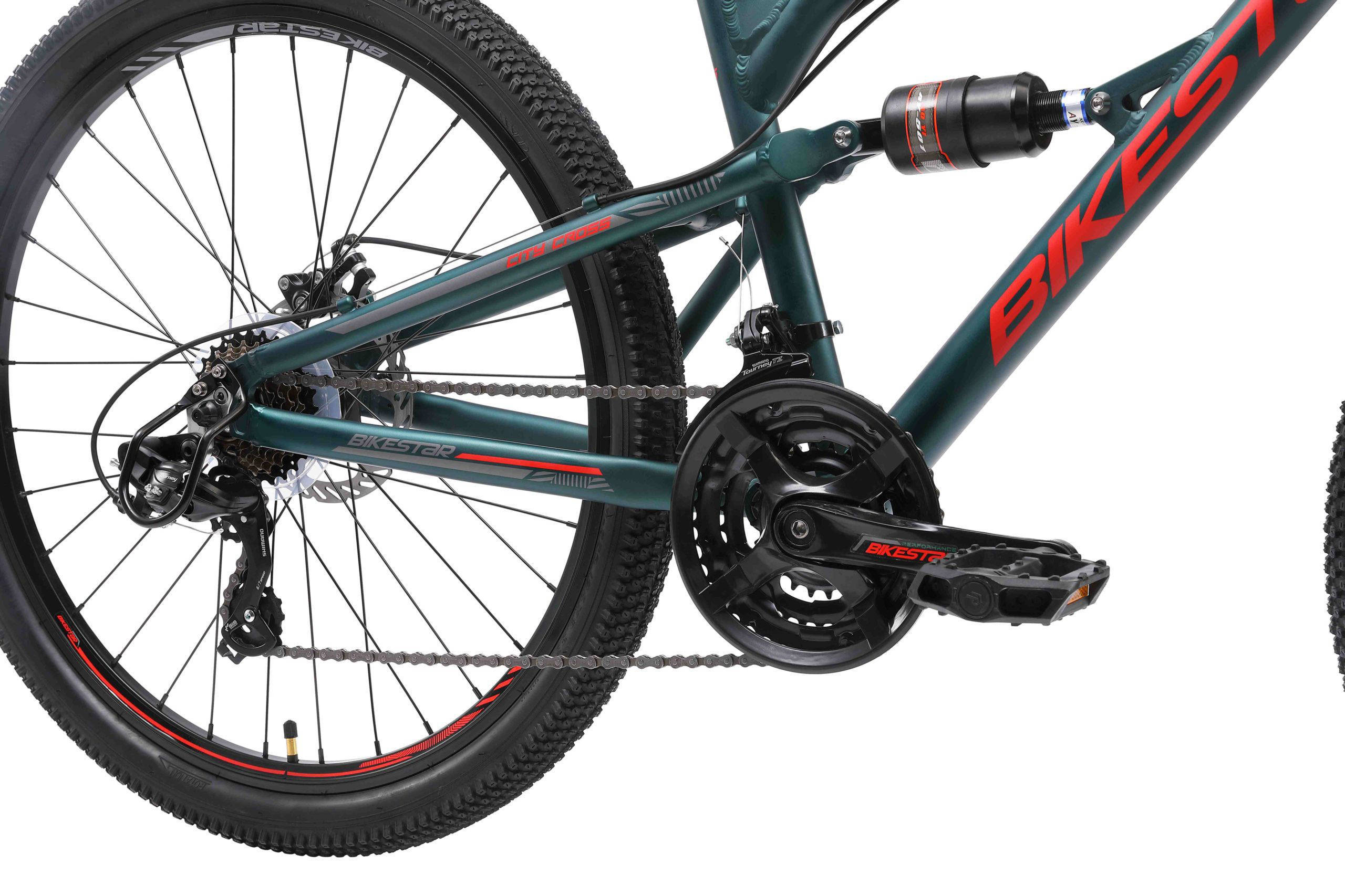 BikeStar MTB Fully, aluminium, 26 inch, 21 speed, groen