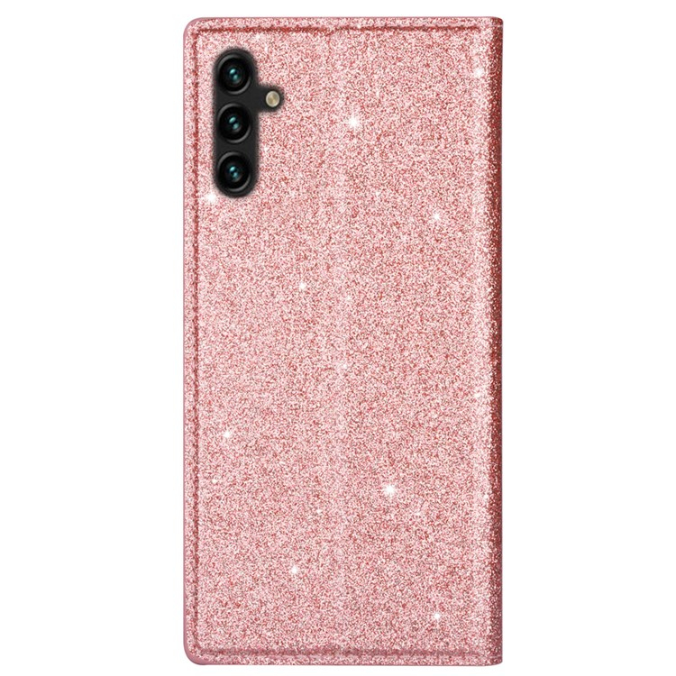 Samsung Galaxy S25 Flip Wallet Cover Leder Tasche Glitzer Optik - Roségold