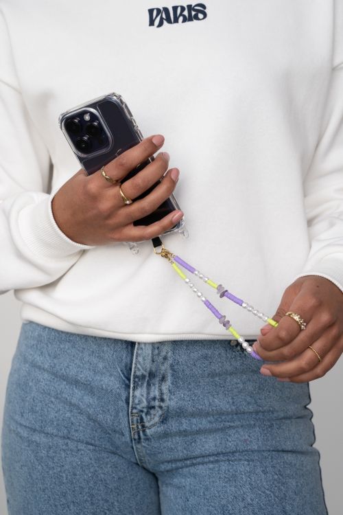 Paars telefoonkoord met parels