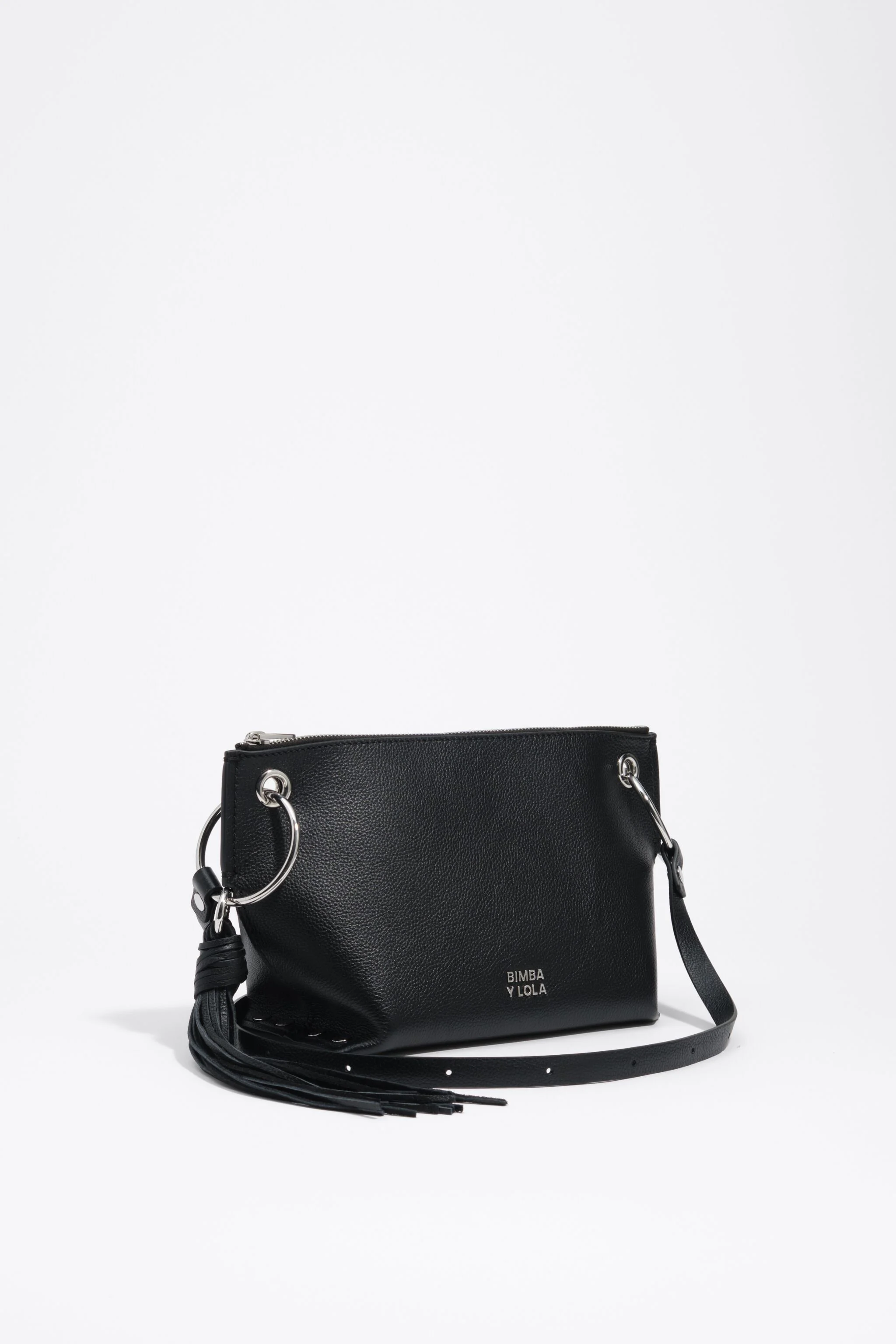 Bolsa Trapecio média em couro preto