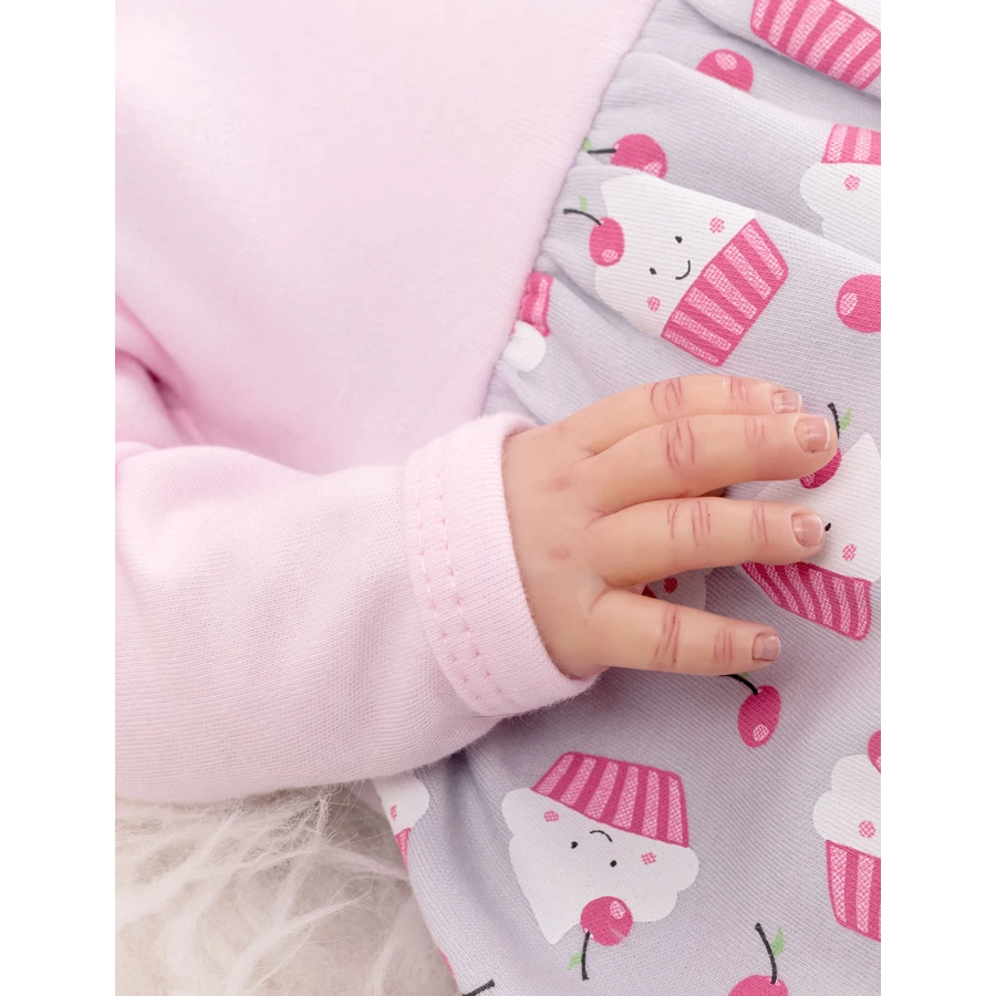 Baby Sweets 2tlg Set Kleid + Haarschmuck Little Cupcake grau rosa