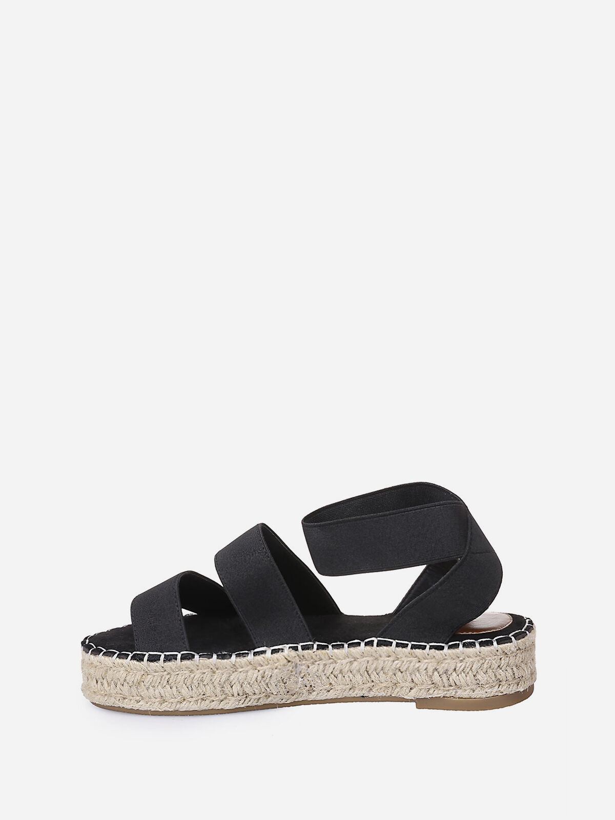Espadrille-sandale à brides élastiques- Noir
