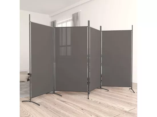 Cloison de séparation 4 panneaux Anthracite 346x180 cm Tissu