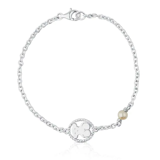 Pulseira de prata com camafeu de pérola cultivada