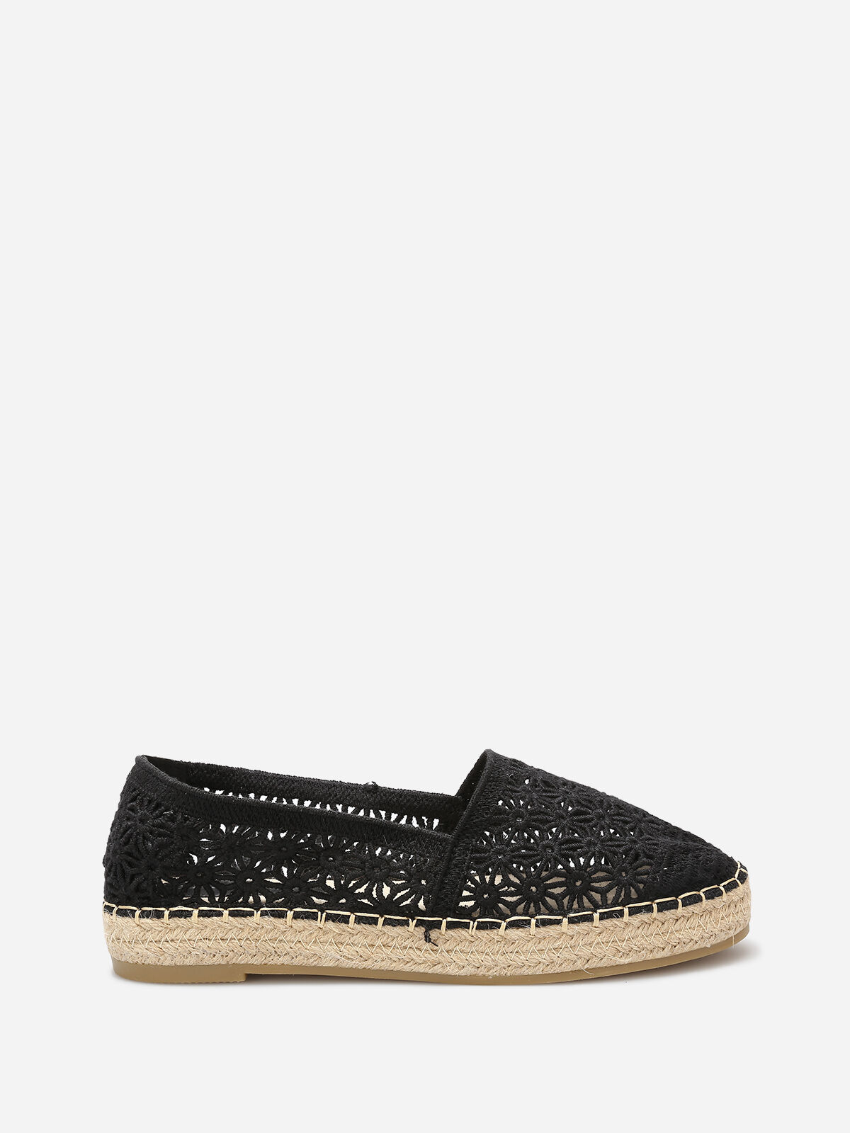 Espadrilles en broderie anglaise- Noir