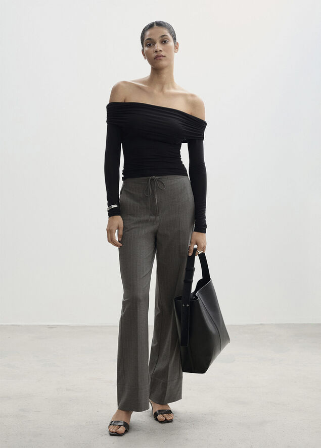 MANGO Chalk-stripe straight trousers 92