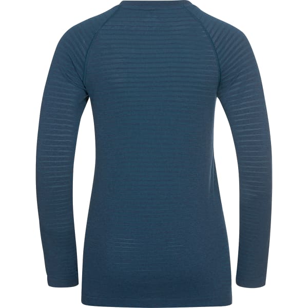 T-shirt running ODLO ESSENTIAL SEAMLESS T-SHIRT L/S CREW NECK W BLUE WING TEAL MELANGE