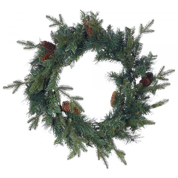 Beliani Coroa de Natal em Material Sintético Verde ø 60 cm Pinhas Decoração Sazonal para a Interiores