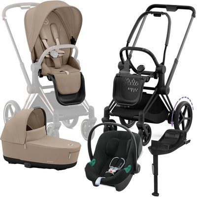 Cybex e-Priam Duovogn inkl. Aton B2 & Base, Cozy Beige/Matt Black