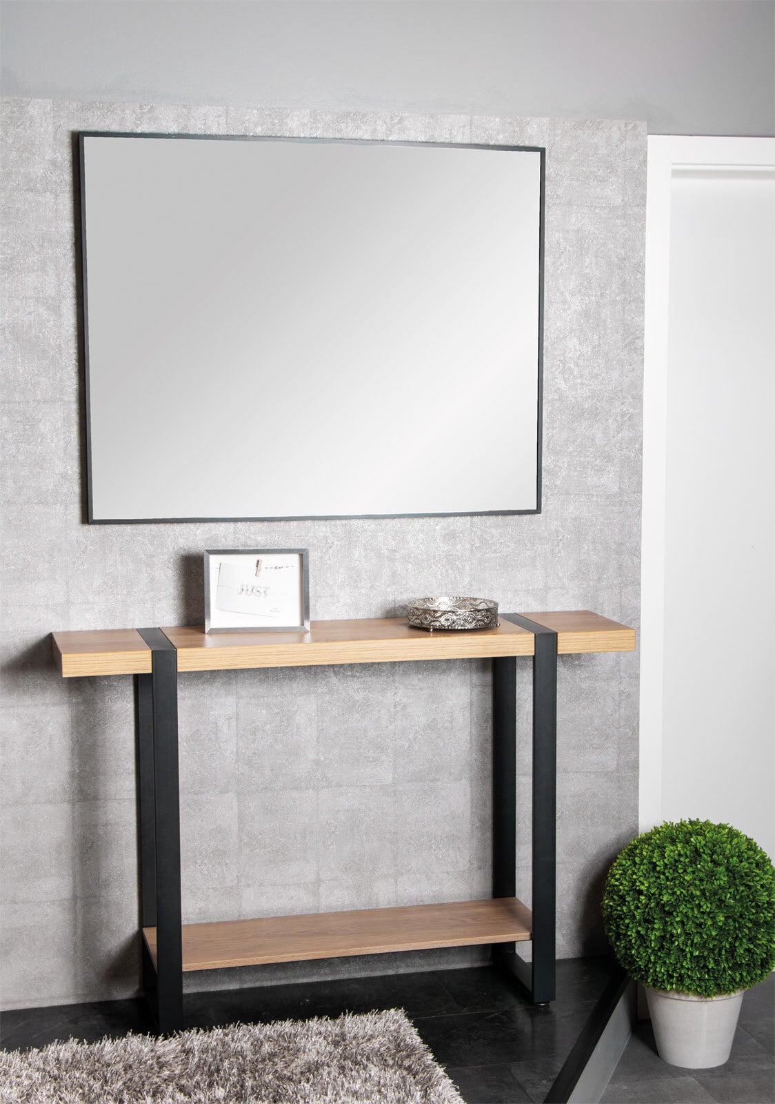 Konsolentisch 120 x 30 cm Schwarz/ Eiche