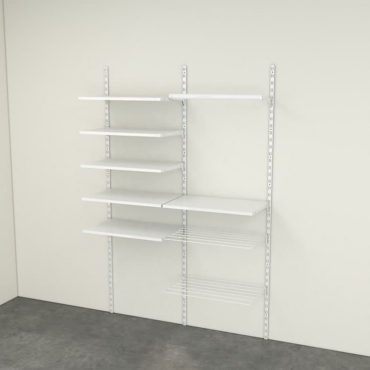 Rangement buanderie 2 colonnes avec penderie et 2 étendoirs H. 200 x L. 132 x P. 40 cm