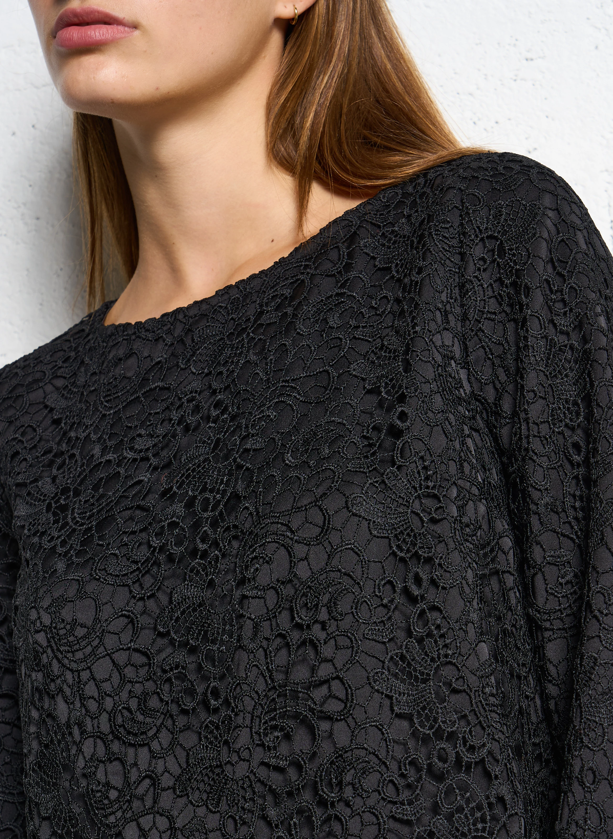COLLIE - Top col bateau en dentelle| Noir