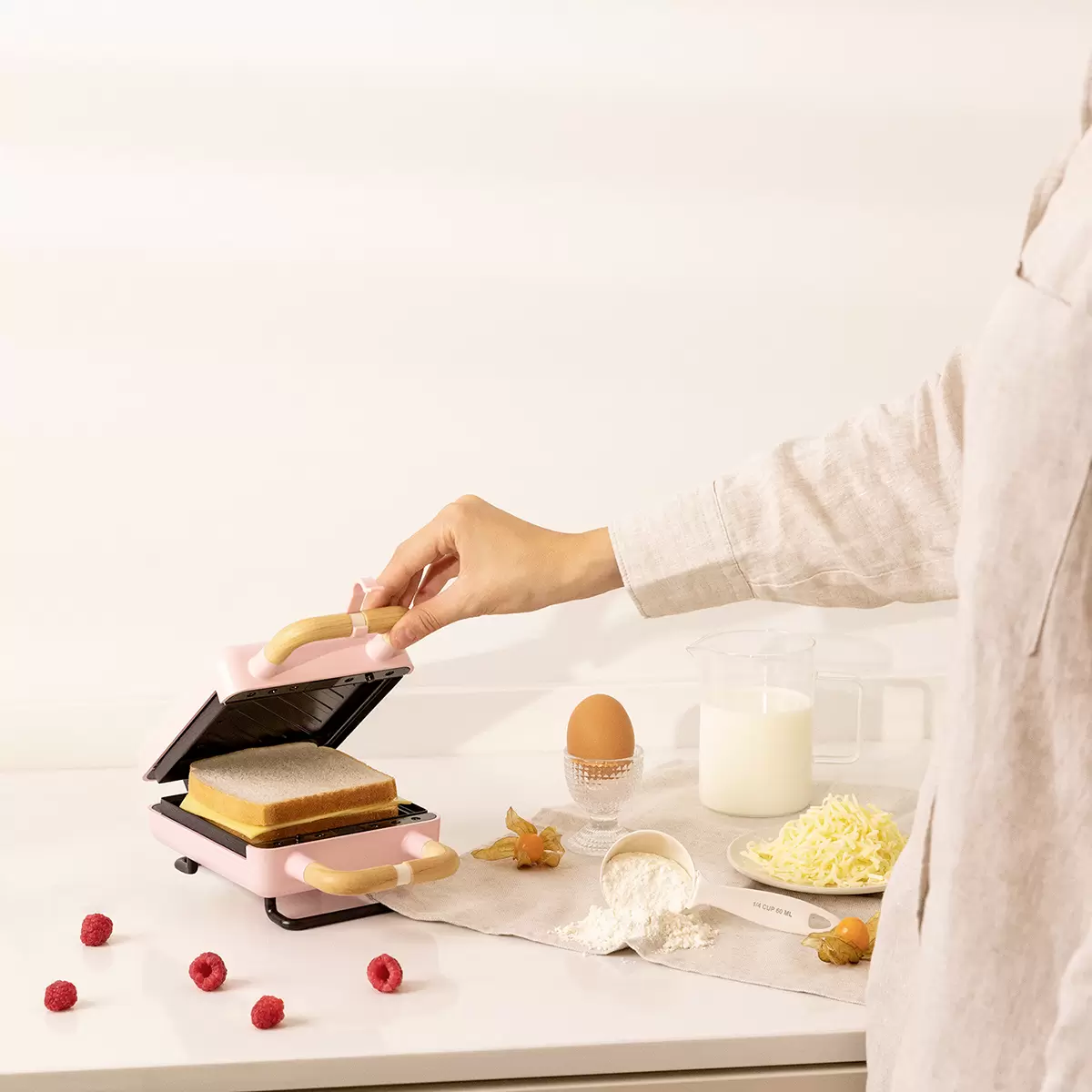 Sandwich- und Waffeleisen STONE 2 IN 1 COMPACT Pastelrosa