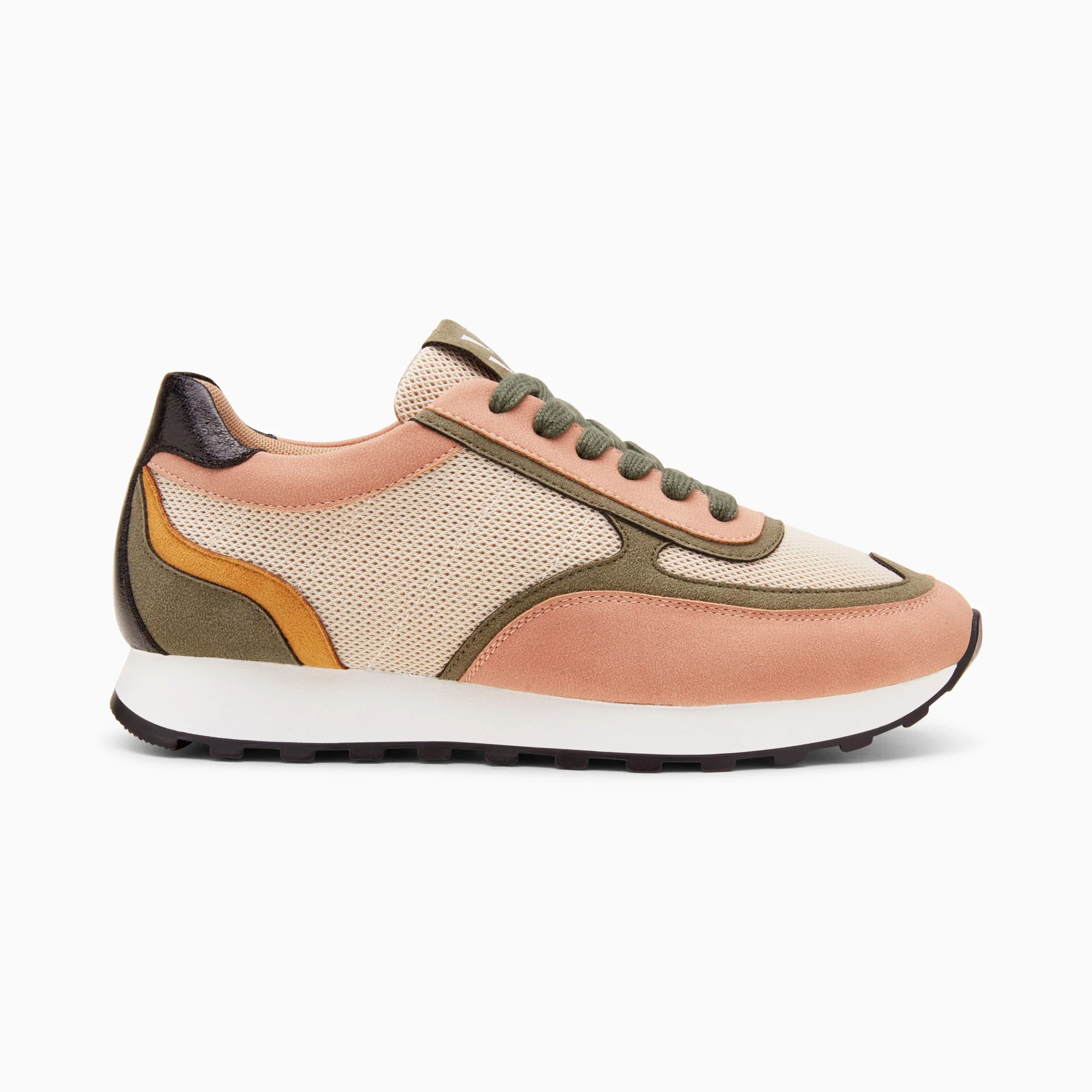 Sneakers-Baskets Selah rose et kaki à semelle running