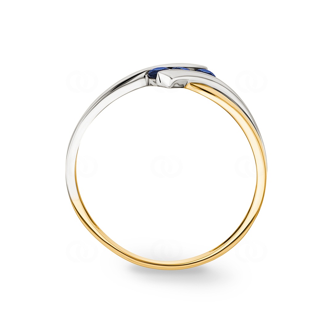 Damenring 750/18 K Gelb-/Weissgold mit 3 Saphiren