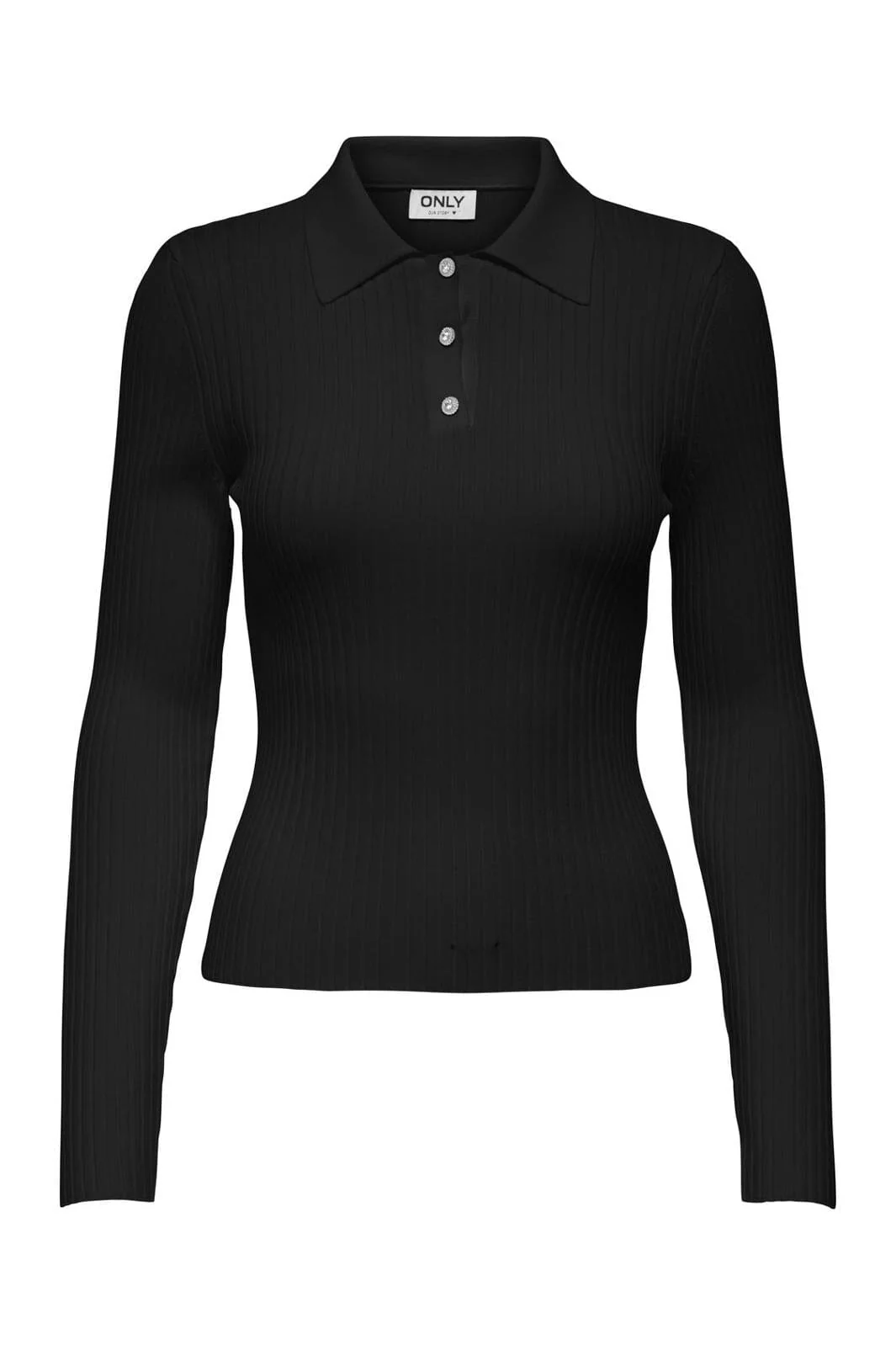 Only Onlelisa L/S Rib Polo Knt 4830989 black