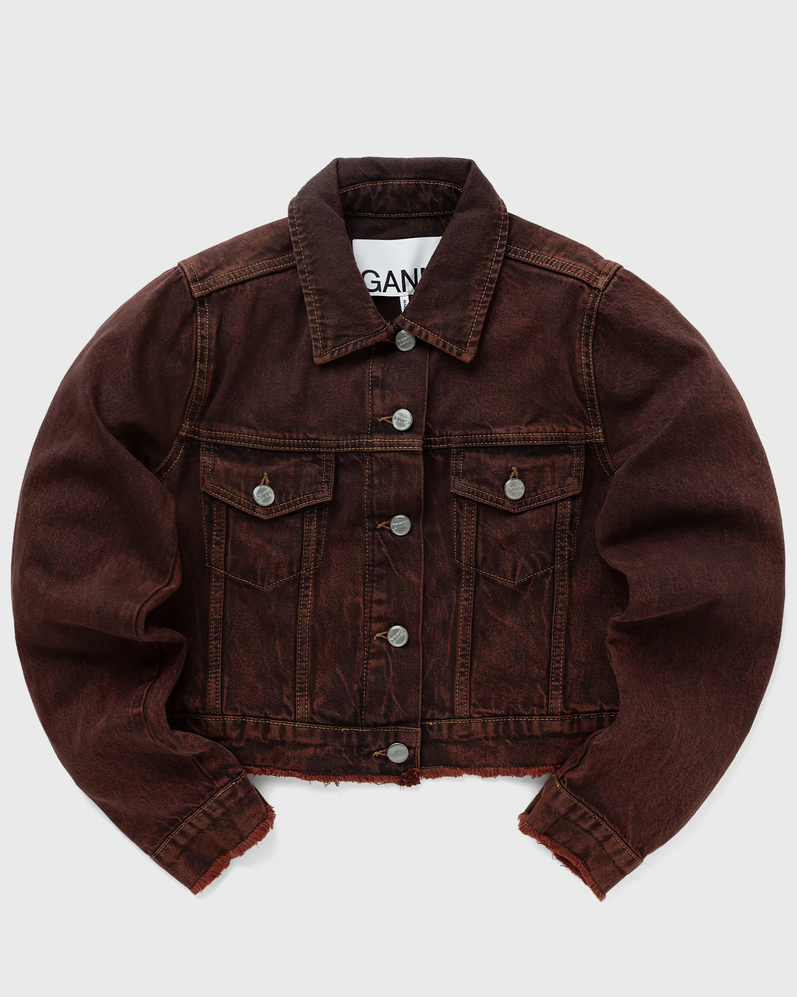 Ganni Overdyed Bleach Denim Cropped Jacket