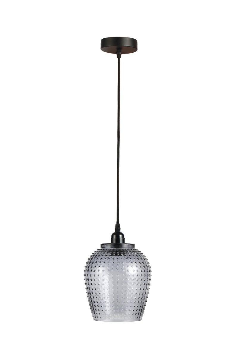 Design glazen hanglamp, vintage look, grijs, 27 cm | Woonkamer/eetkamerlamp