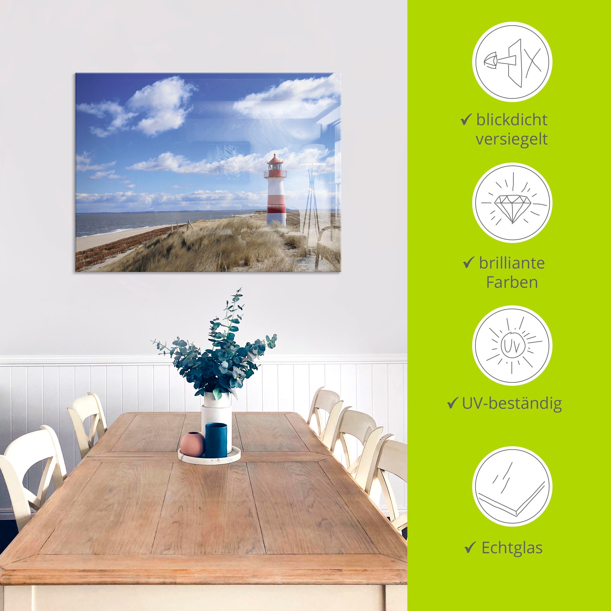 Artland Glasbild »Leuchtturm Sylt« Gebäude 1 Stk. tlg. in verschiedenen Grössen