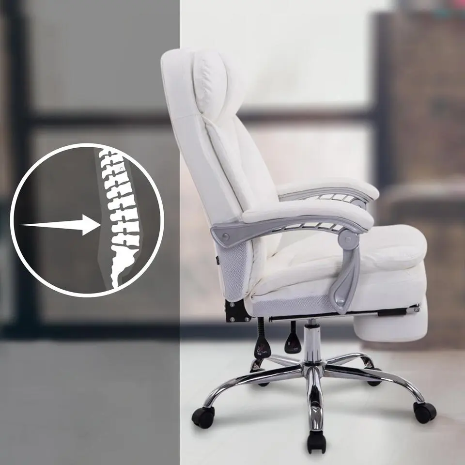 CLP Bureaustoel XL Troy chroom Frame - Kunstleer - wit