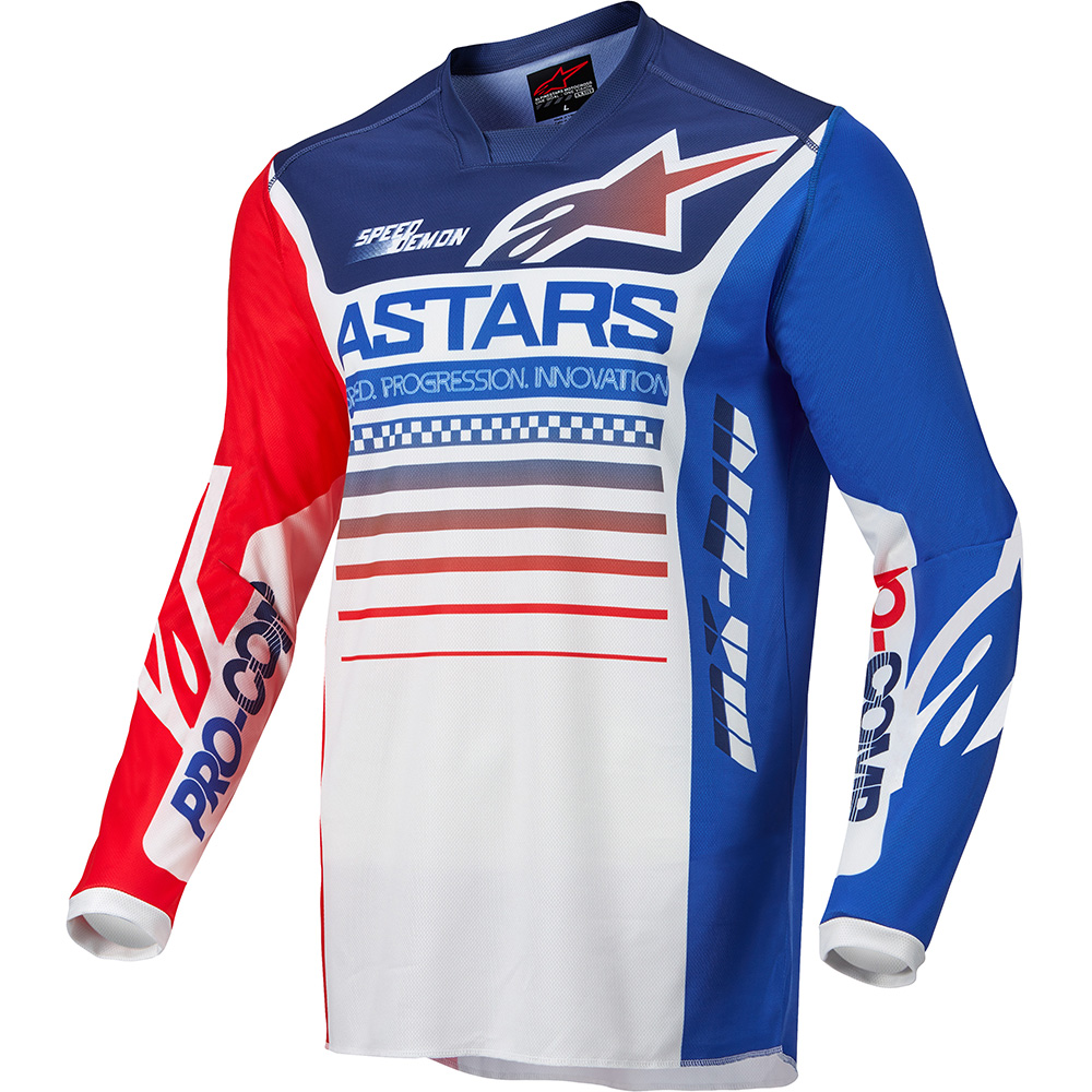 Alpinestars - Maillot Racer Compass Bleu / Blanc / Rouge fluo