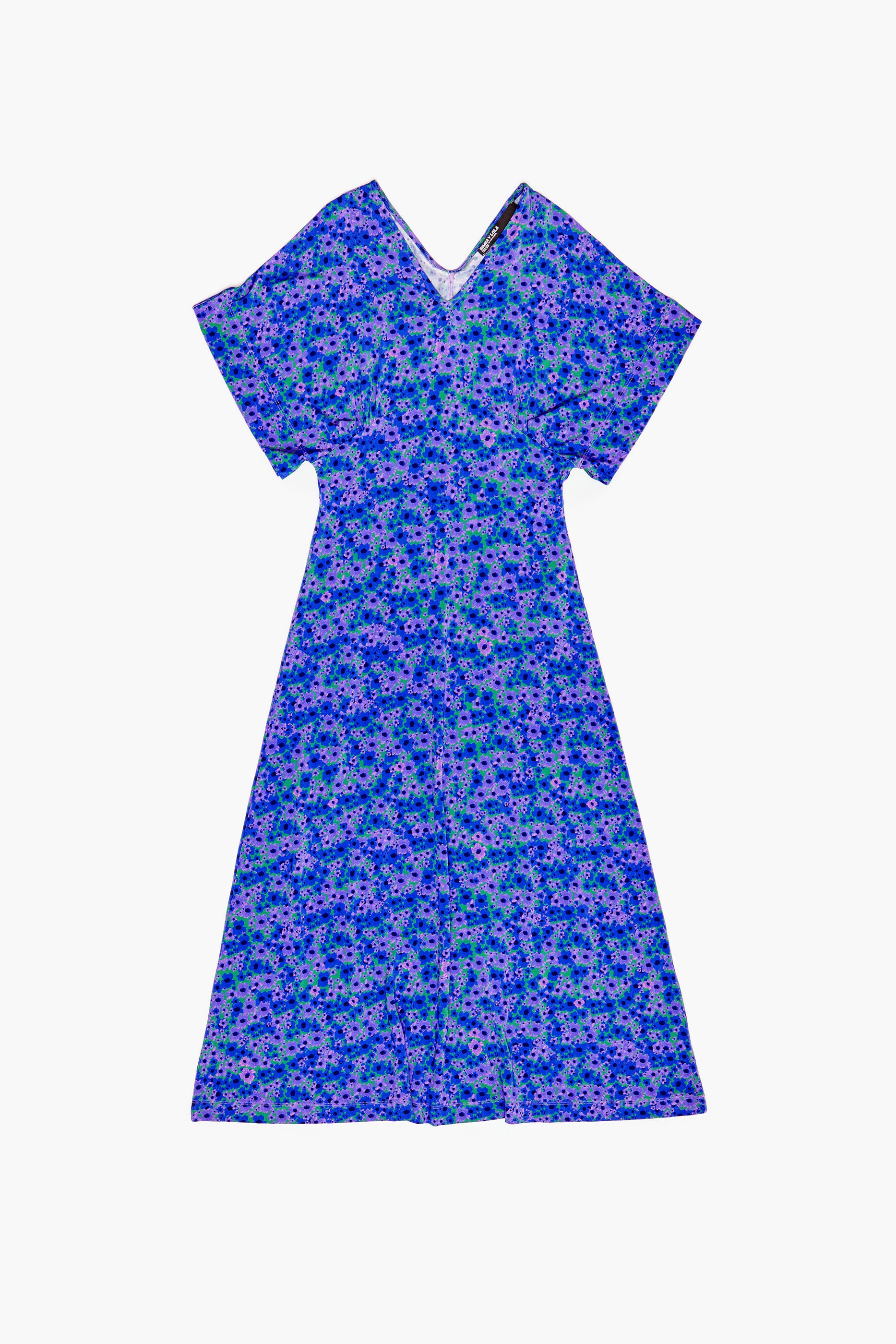 Vestido midi com estampa floral verde