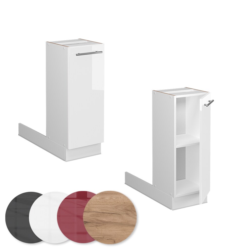 Vicco Regalinselunterschrank Küchenschrank Küchenmöbel Fame-Line Weiß 30 cm modern Hochglanz Küche Einbauküche Kücheninsel Drehtür Einlegeboden Blende Küchenunterschrank Küchenzeile