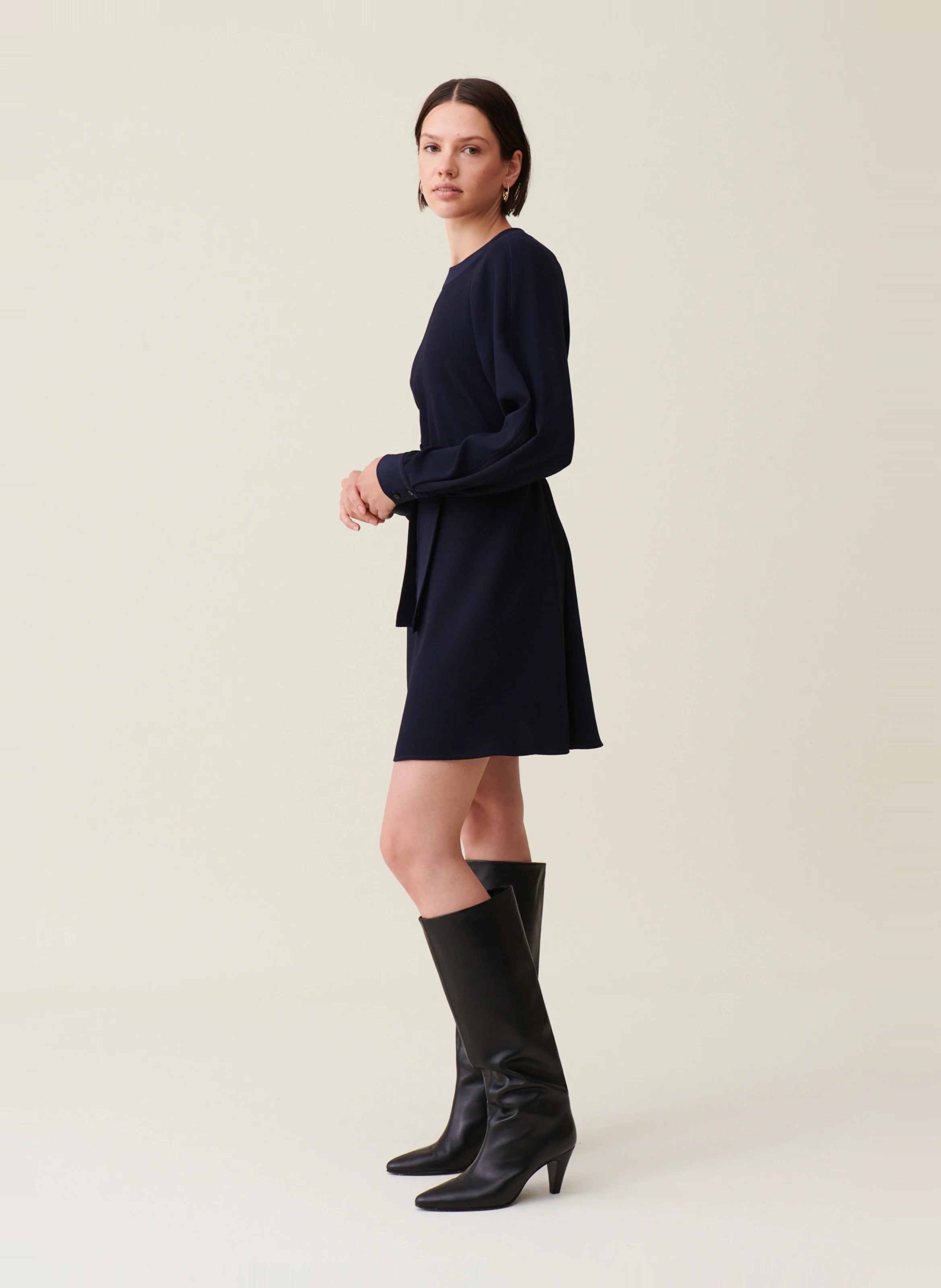 Robe babydoll ceinturée | Bleu